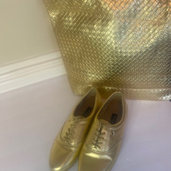 EASY SPIRIT Women's Metallic Gold Leather Sneakers, Anti-Gravity, Size 7.5 - Picture 4 of 8